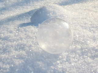 Frozen bubbles In winter snow 