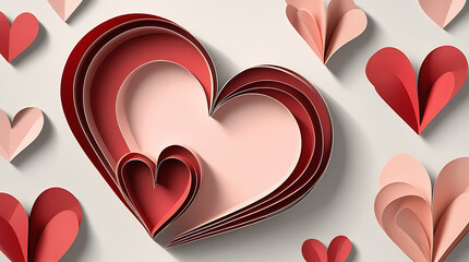 Volumetric Paper Hearts Design Valentines Day Aesthetic