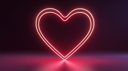 Vibrant Pink Neon Double Heart Symbol Dark Studio Scene