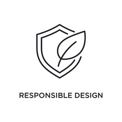 Naklejka premium Minimalist shield with leaf in simple line art on white background for eco-friendly branding