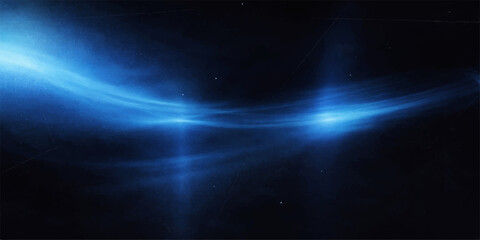 Obraz premium Abstract blue space background featuring a dark texture with glowing star lights and a motion energy beam design for an artistic wallpaper backdrop