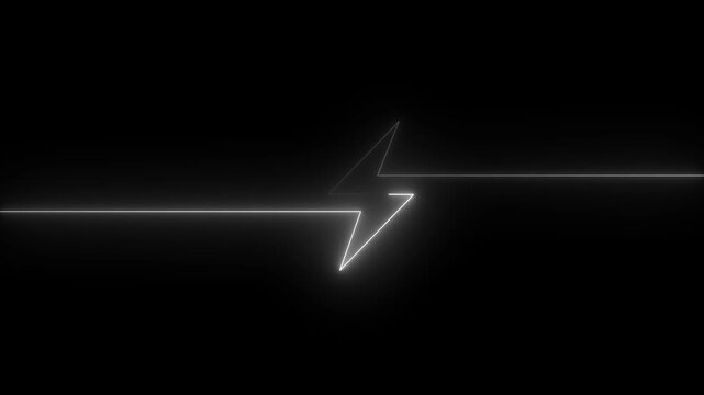 Neon line Battery charging power symbol icon. Neon lightning bolt sign. Lighting bolt icon. Neon battery icon concept.
