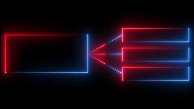 Glowing neon line Business hierarchy chart icon animation background. Neon flowchart, Corporate organizational structure graphic elements, network diagram, hi-tech illustratio