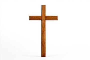 Wooden christian cross on white background
