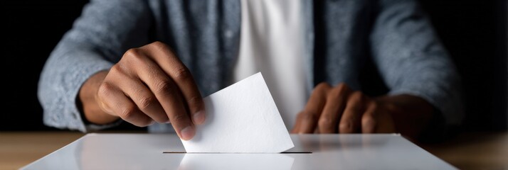 African male adult casting vote in election ballot box