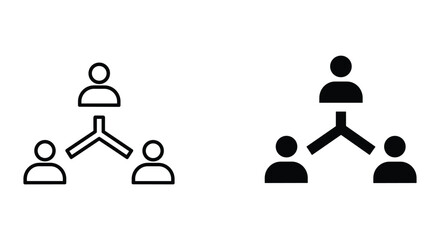 Family tree diagram and business hierarchy chart icons isolated on white background minimalist design