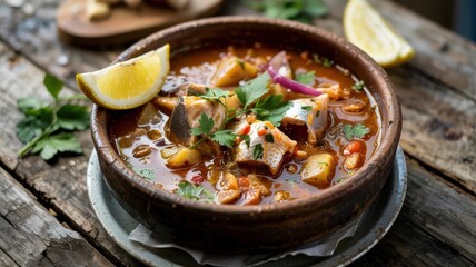 A dish of Greek cuisine. Kakavia is the oldest and most authentic dish of Greek cuisine, which is often called 