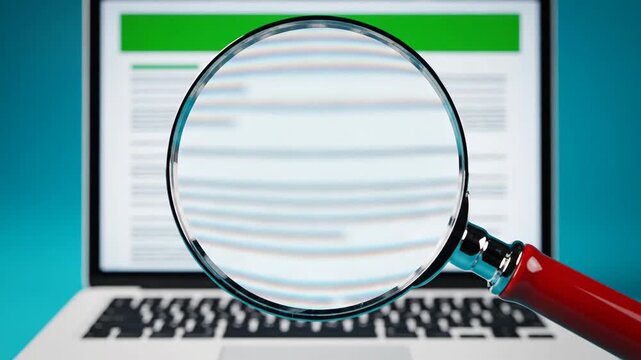 Laptop screen displaying document under magnification for review