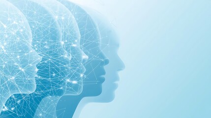 Obraz premium Psychological Coaching Art Conceptual Representation of Artificial Intelligence with Human Silhouettes