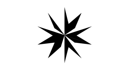 Obraz premium Bold Black Geometric Star Shape Icon on Isolated White Background