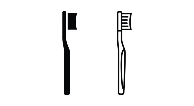 A contrasting depiction of an axe and toothbrush black silhouette