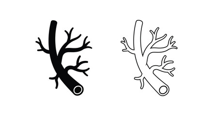 Bare tree branch depictions black and white contrasting styles silhouette © MDRAYHAN