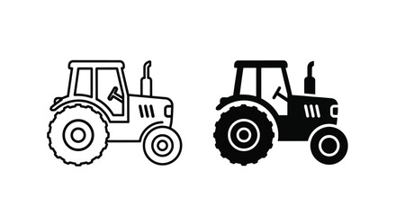 Fototapeta premium Two tractor depictions one outlined and one as a solid silhouette