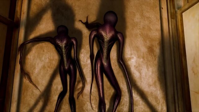 Atmospheric 4K Shot of Extraterrestrial Limbs Moving with Strobe Light Effects