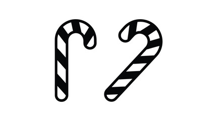 Two striped candy canes displayed against a white background silhouette