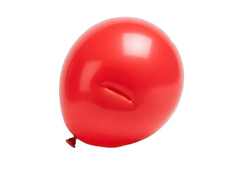 Bright red balloon with a small slit, symbolizing a leak or deflation against a clean white background