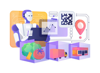 Blockchain Supply Chain abstract concept vector illustration.