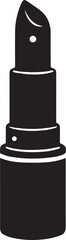 Lipstick Makeup Cosmetic Beauty Product Icon Black Silhouette Isolated on White Background