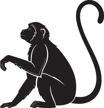Premium black howler monkey silhouette minimalist Amazon rainforest wildlife vector illustration for eco branding logos and Adobe Stock use