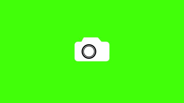 Camera icon animation for photo capture and recording use. Simple camera symbol motion for media and content creation. Clean visual camera indicator for video projects. in transparent background in 4k