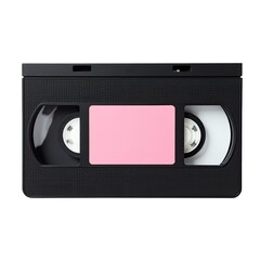 Obraz premium A old-fashioned video cassette with a bright pink label, suitable for retro-themed designs or vintage-inspired illustrations