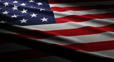 American flag waving in the dark