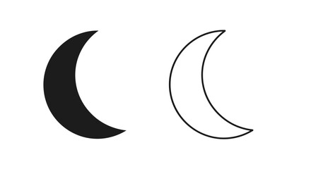 Obraz premium Minimalist moon icon set black white line Vector