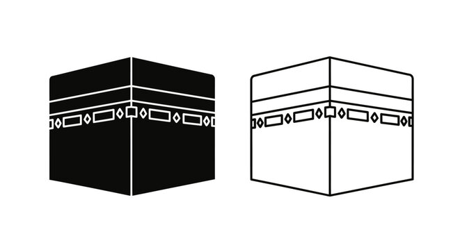 Kaaba mecca islamic symbol black white icon Vector