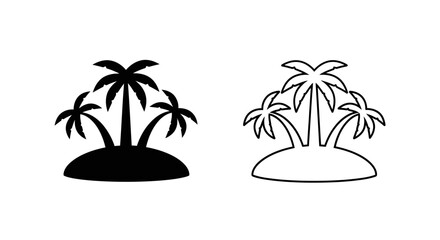 Obraz premium Tropical island silhouette palm trees beach Vector