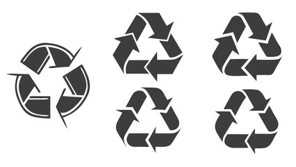 Obraz premium Various recycling symbols - in trendy line style, line icons set, media, website, blog, content, web icon set, Vector illustration