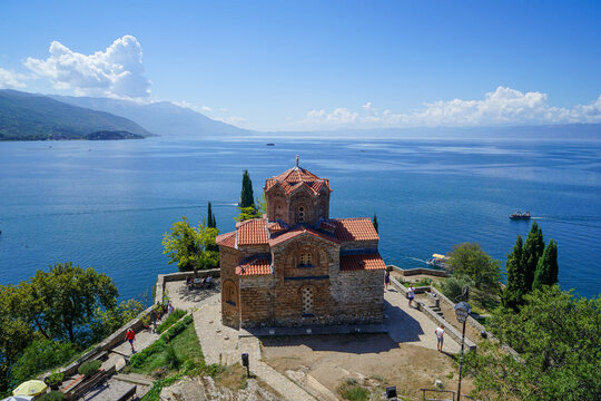 Church of St. John at Kaneo in Ohrid, North Macedonia &ndash; Iconic Orthodox Church on a Cliff Above Lake Ohrid, UNESCO World Heritage Travel Landmark