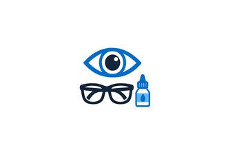Obraz premium Eye care tools are displayed together along with glasses and eye drops, showing their purpose for eye health and vision assistance in daily life