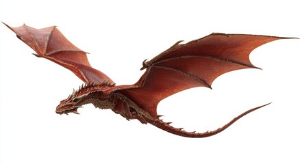 Majestic red dragon in flight with detailed scales and outstretched wings