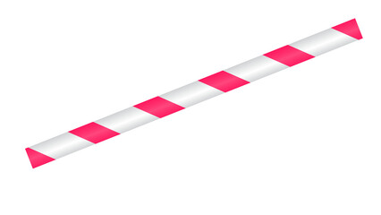 Fototapeta premium Vibrant pink and white striped disposable drinking straw isolated on a clean white background
