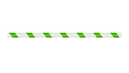Green and white striped drinking straw, isolated on a white background, perfect for summer beverages