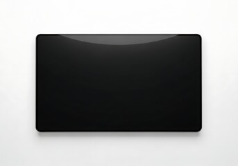 Black Glossy Screen on White Background, Minimalist Design, Blank Mockup