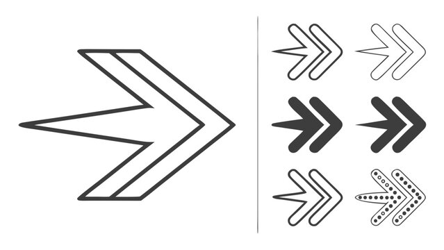 Collection of directional arrows - in trendy line style, line icons set, media, website, blog, content, web icon set, Vector illustration