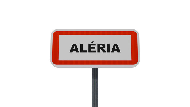 Al&eacute;ria sign entry, Aleria town in Corsica