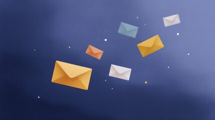 Bunch of envelopes are flying in the air