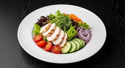 Healthy food salad with chicken and vegetables on plate