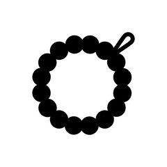 Obraz premium Black solid icon prayer beads. Minimalist islamic ramadan silhouette icon isolated background.