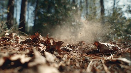 Obraz premium Dust Devil Twirls Among Fallen Autumn Leaves