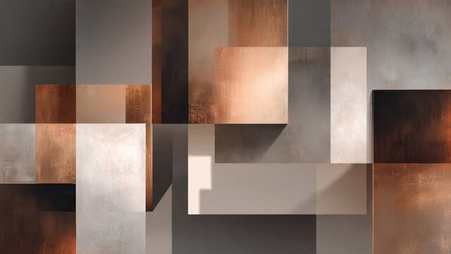 Geometric Bronze & Grey Abstract