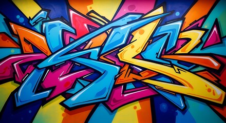 Fototapeta premium Dynamic Graffiti Art with Sharp Angles and Bold Colors