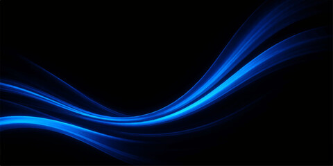 A flowing digital wave of glowing blue and purple fractal lines creates a motion-filled abstract background with light energy and curved textures on a dark backdrop © Md