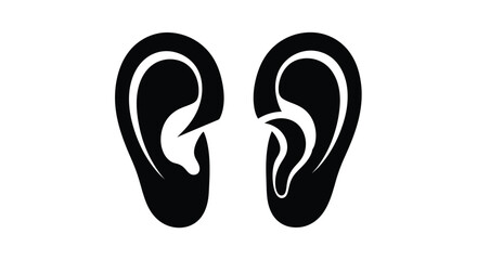 Two human ears depicted in a striking black silhouette