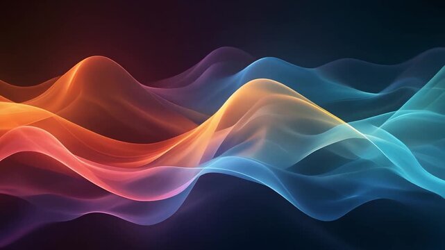 Soft dual tone color waves weaving slow smooth curvature glowing silhouettes cinematic surreal ethereal ambience cascading softly glowing futuristic abstract unique style