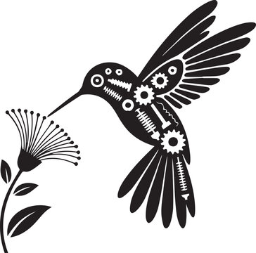 Steampunk hummingbird vector with mechanical gears and clockwork parts