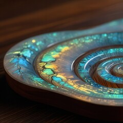 Naklejka premium Biophilic Resin Background With Opal Milk Waves And Iridescent Organic Motion