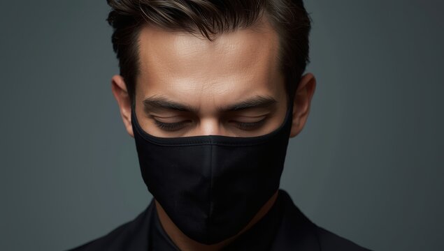Masked man in black